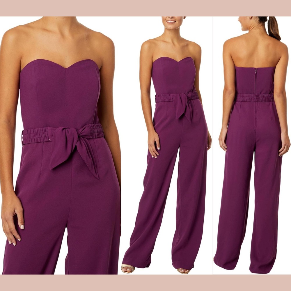 NWD $238 Lilly Pulitzer [ 00 ] Rosalie Strapless Jumpsuit In Amarna Cherry J2177